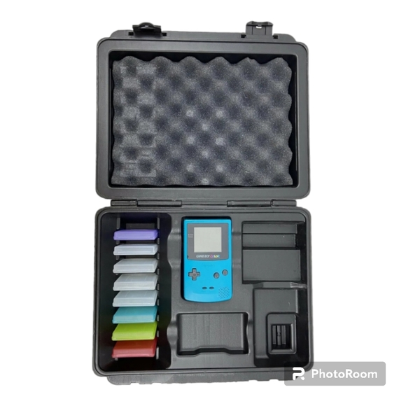 Nintendo Gameboy Color Rental Hard Black Carry Travel Case With 8 Game Cases - Picture 1 of 9